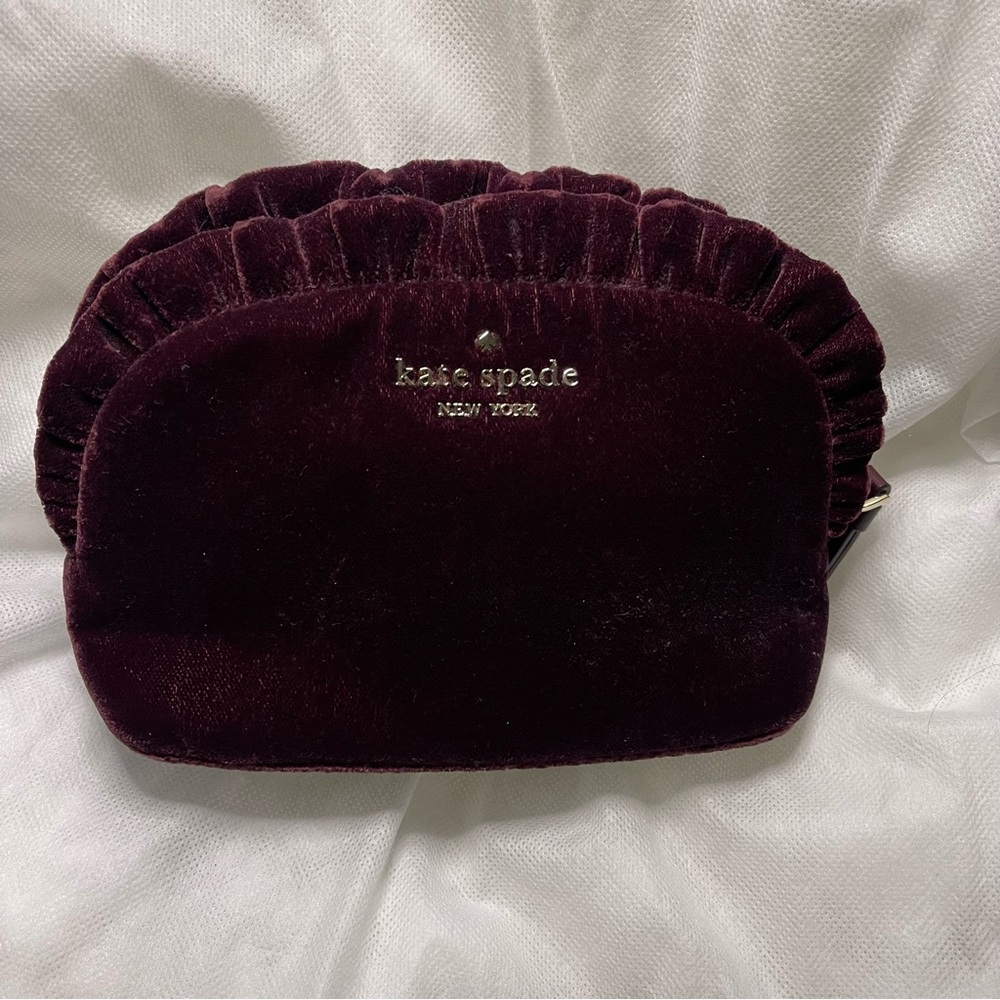 Kate Spade Purple Velvet Wristlet with Ruffled Edge